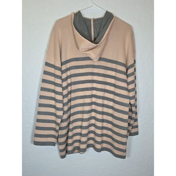 CHICO'S ZENERGY Pink & gray Stripe Zip Front Sweater Hoodie size 3 XL - Picture 4 of 4